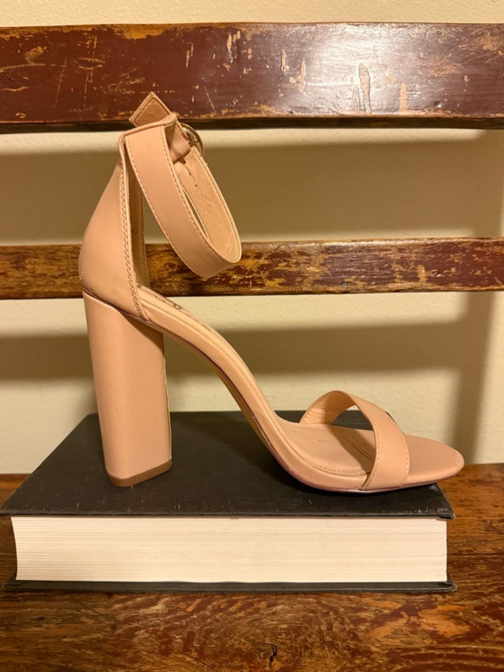 Lulus Kamali Light Nude Ankle Strap Block Heels Sandals - Picture 4 of 11